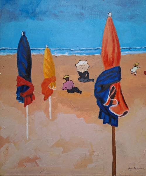La plage aux parasols